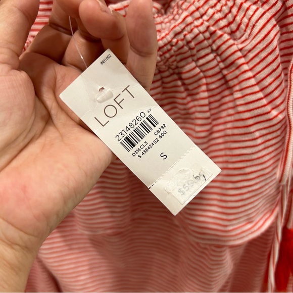 Loft Off The Shoulder Stripe Boho Dress Small NWT - Picture 7 of 8